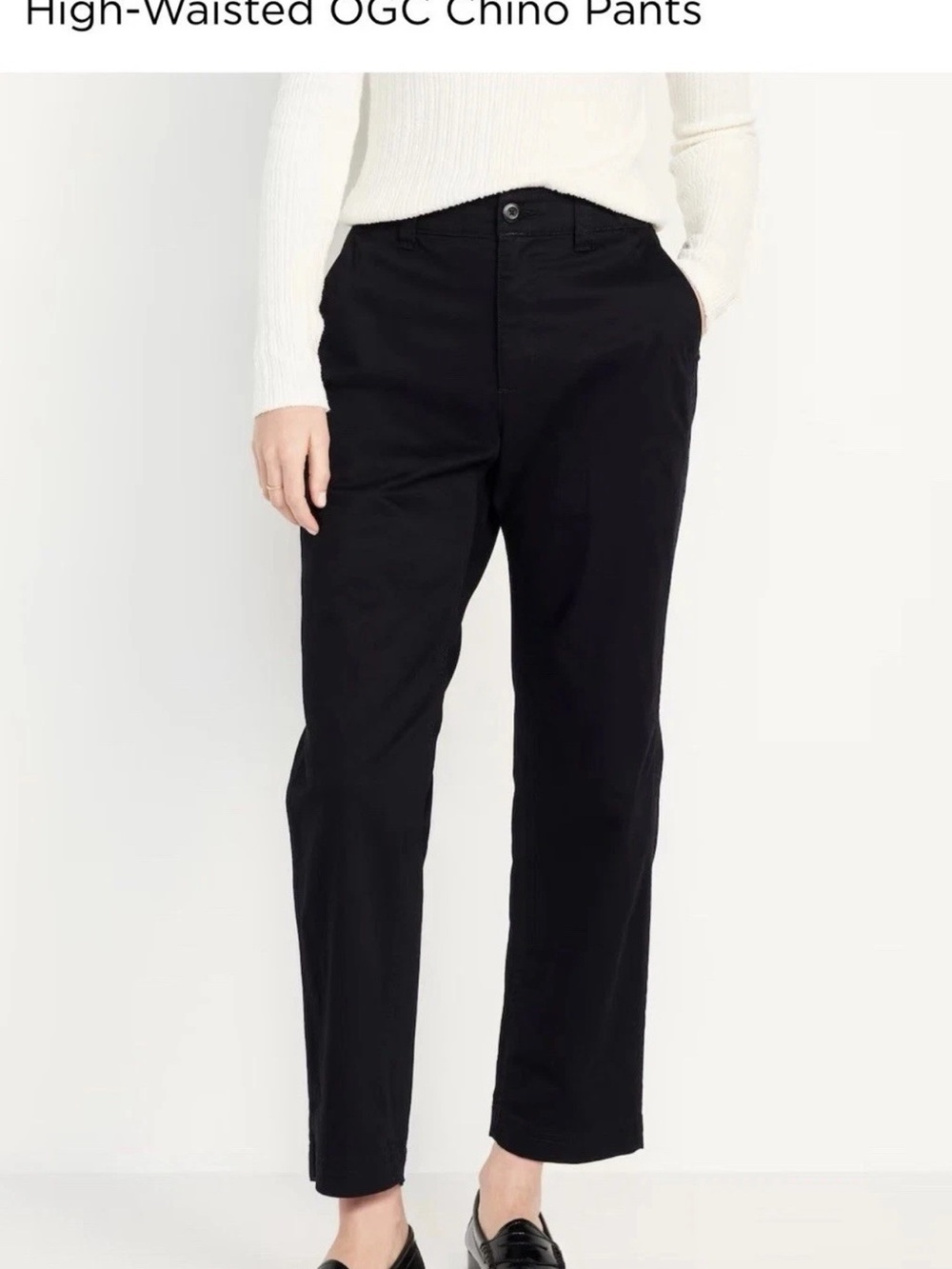 Old Navy Women's High-Waisted OGC Chino Tapered Straight Pants Black Sz L PETITE